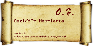 Oszlár Henrietta névjegykártya